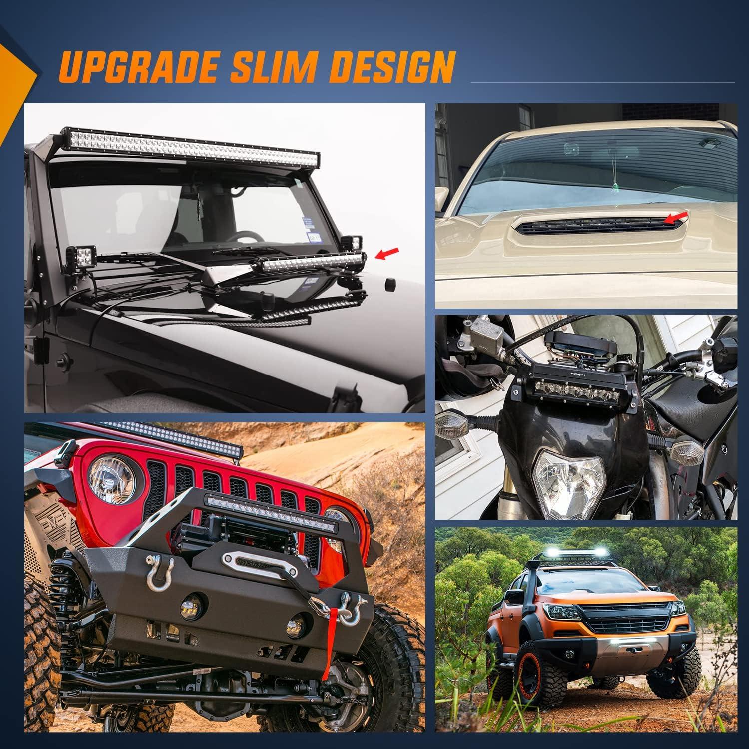 imageNilight NI04100W 17quot 80w LED Work Light Single Row Spot Flood Combo LED Light Bar Driving Lights Offroad Lighting 2 Style Mounting Brackets2 years WarrantyWhite