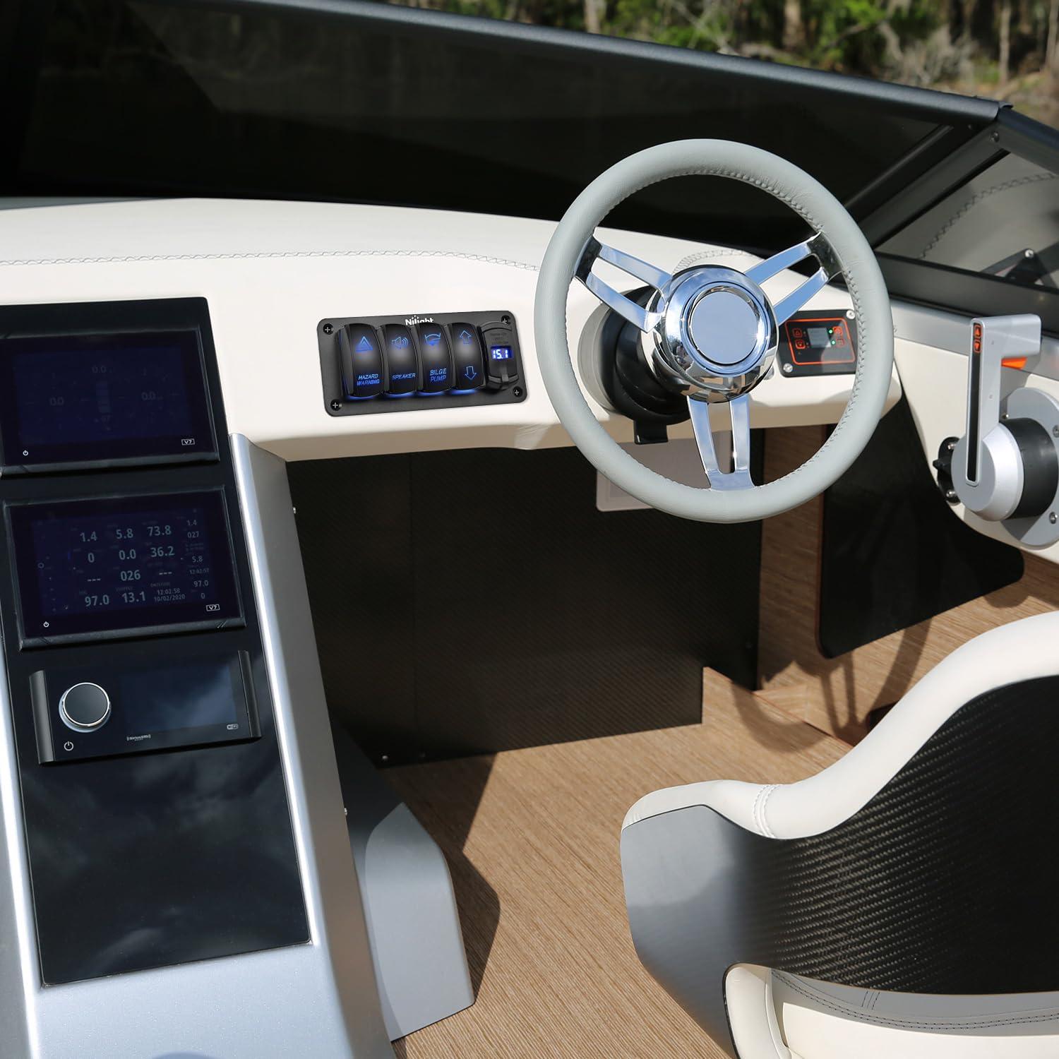 imageNilight 90004B Bumper Light Bar Rocker Switch Led Light Bar 5 Pin Laser OnOff Switch 20A12V 10A24V Switch Jumper Wires SetARROWS