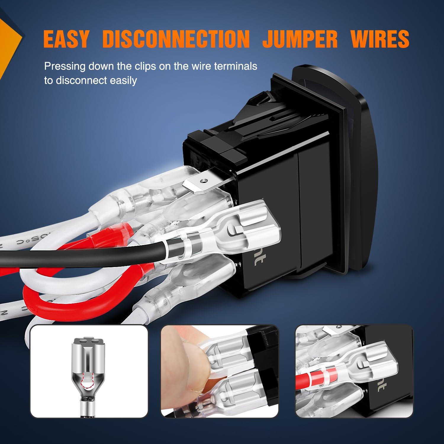 imageNilight 90004B Bumper Light Bar Rocker Switch Led Light Bar 5 Pin Laser OnOff Switch 20A12V 10A24V Switch Jumper Wires SetARROWS