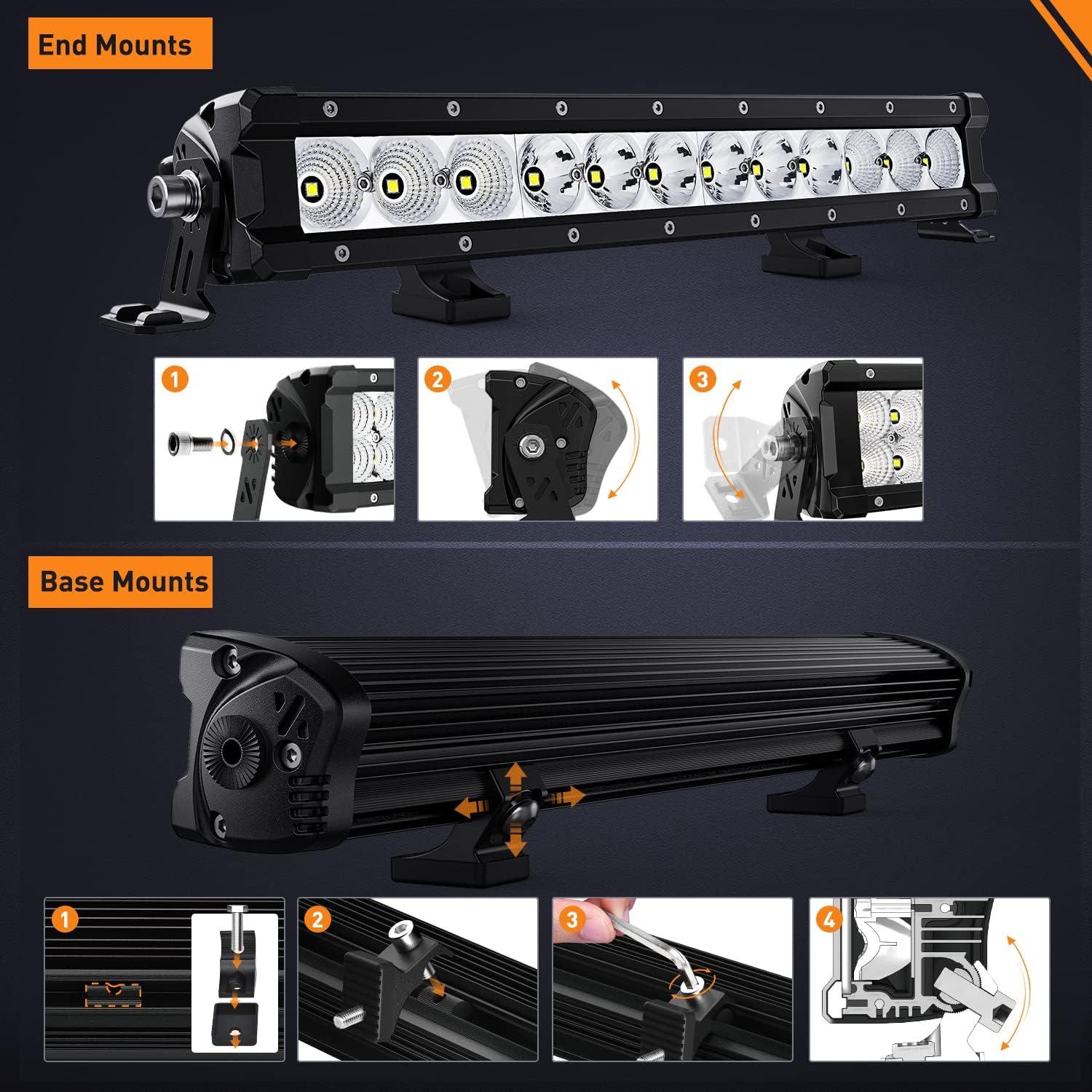 imageNilight LED Light Bar 16 Inch 60W Flood Spot Combo Beam 7200LM v Offroad Single Row Slim LED Driving Lighting for Pickup Truck SUV ATV UTV Boat Jeep16Inch 60W Light Bar