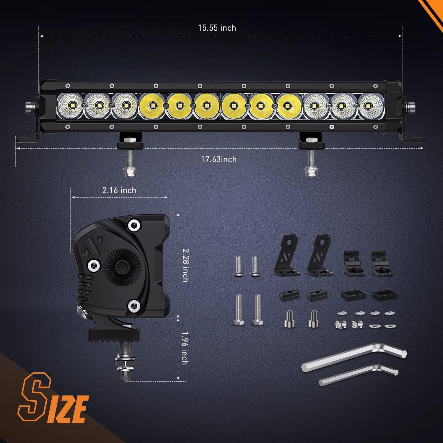 imageNilight LED Light Bar 16 Inch 60W Flood Spot Combo Beam 7200LM v Offroad Single Row Slim LED Driving Lighting for Pickup Truck SUV ATV UTV Boat Jeep16Inch 60W Light Bar