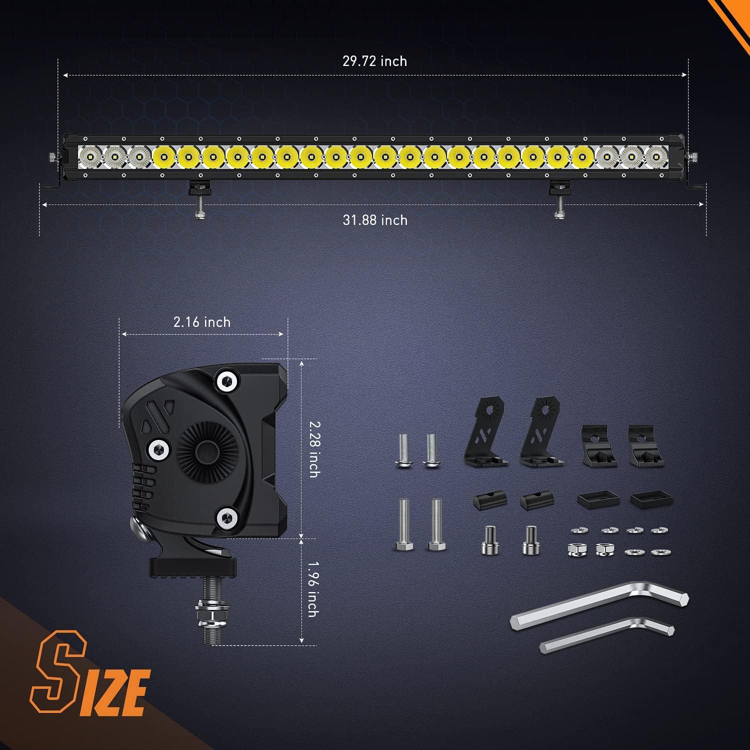imageNilight LED Light Bar 16 Inch 60W Flood Spot Combo Beam 7200LM v Offroad Single Row Slim LED Driving Lighting for Pickup Truck SUV ATV UTV Boat Jeep30Inch 120W Light Bar