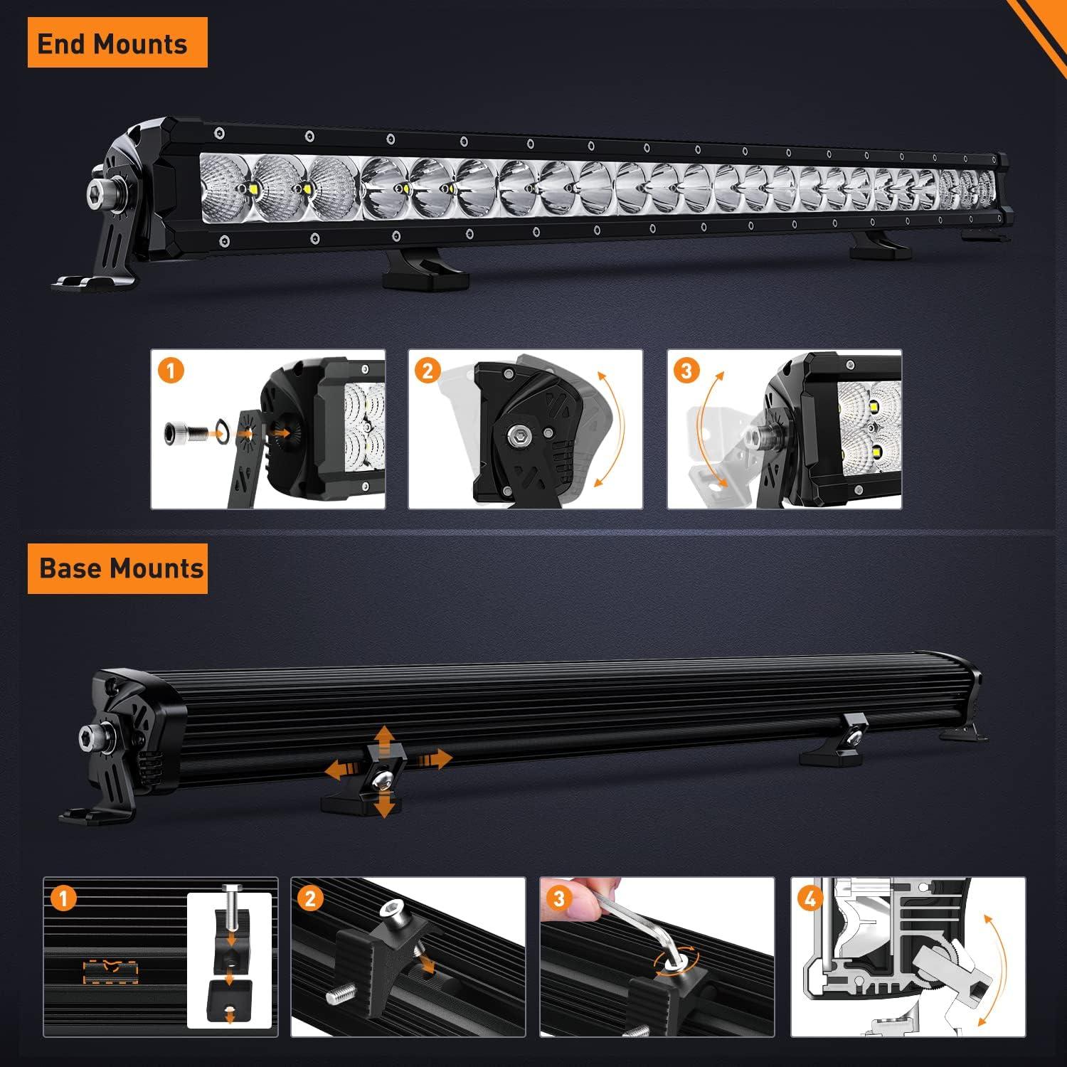 imageNilight LED Light Bar 16 Inch 60W Flood Spot Combo Beam 7200LM v Offroad Single Row Slim LED Driving Lighting for Pickup Truck SUV ATV UTV Boat Jeep30Inch 120W Light Bar