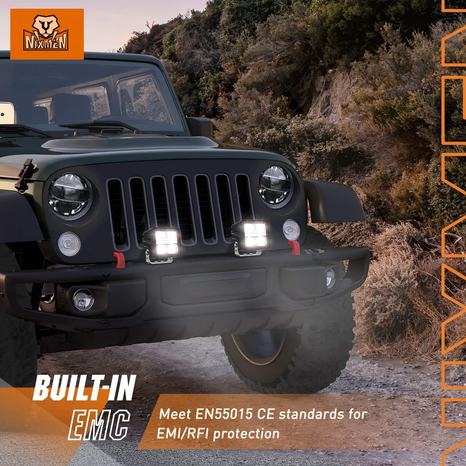 imageNilight Side Shooter LED Light Pods with DRL 4 Inch 26W Spot Flood Combo LED Cubes Light w 16AWG Wiring Kit for Fog Light Driving Light Auxiliary Light on Truck ATV UTV 5 Years Warranty WhiteIndirect 4LED Spot Pod wwhite DRL