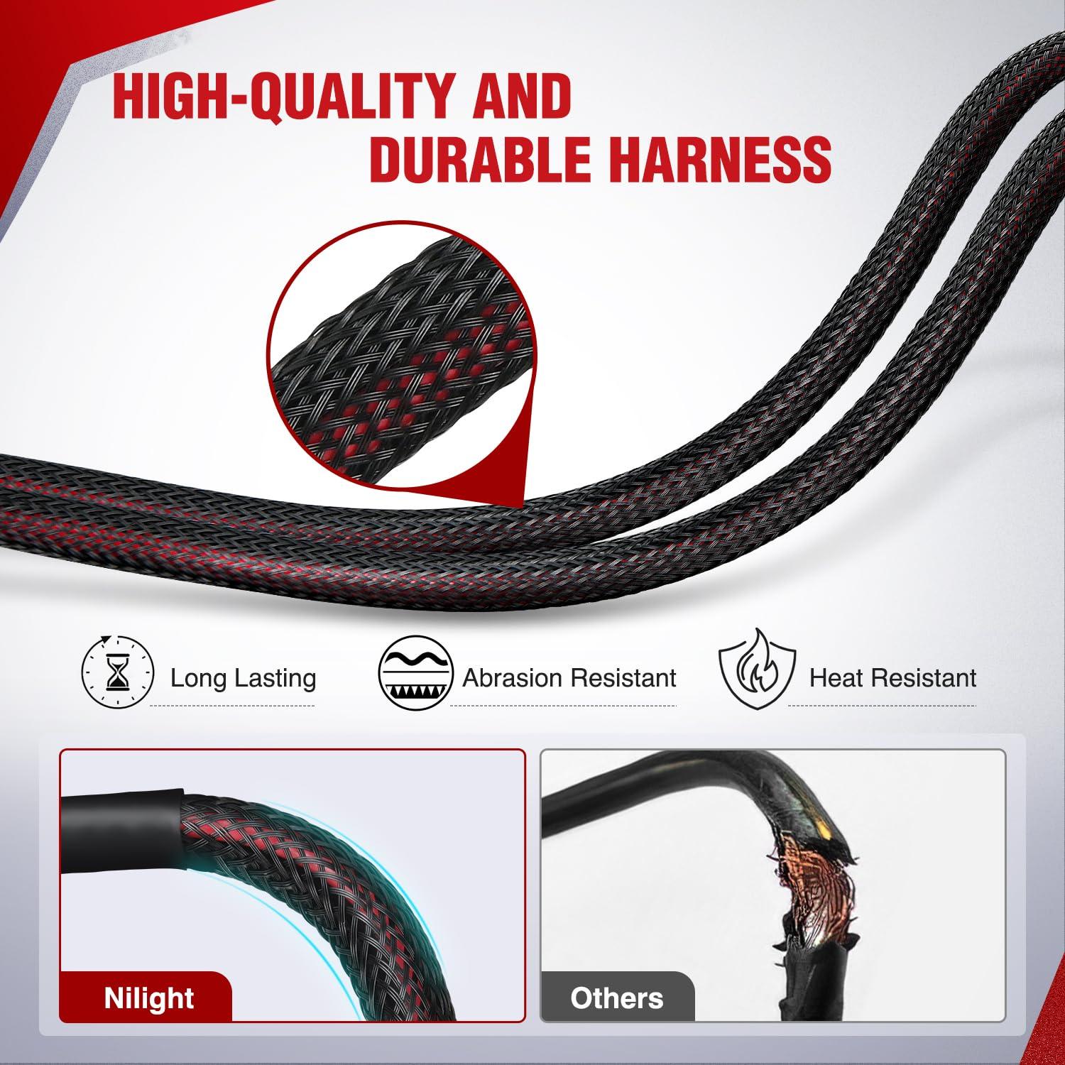 imageNilight Wiring Harness Kit Nylon 16 AWG 2 Leads 12 V On Off Switch Power Relay Blade Fuse for LED Light Bar Off Road Lights on Cars Jeep Boat Trucks12AWG1 LeadNylon Wire Loom