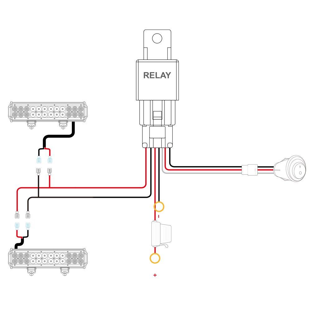 imageNilight Wiring Harness Kit Nylon 16 AWG 2 Leads 12 V On Off Switch Power Relay Blade Fuse for LED Light Bar Off Road Lights on Cars Jeep Boat Trucks16AWG2 Lead