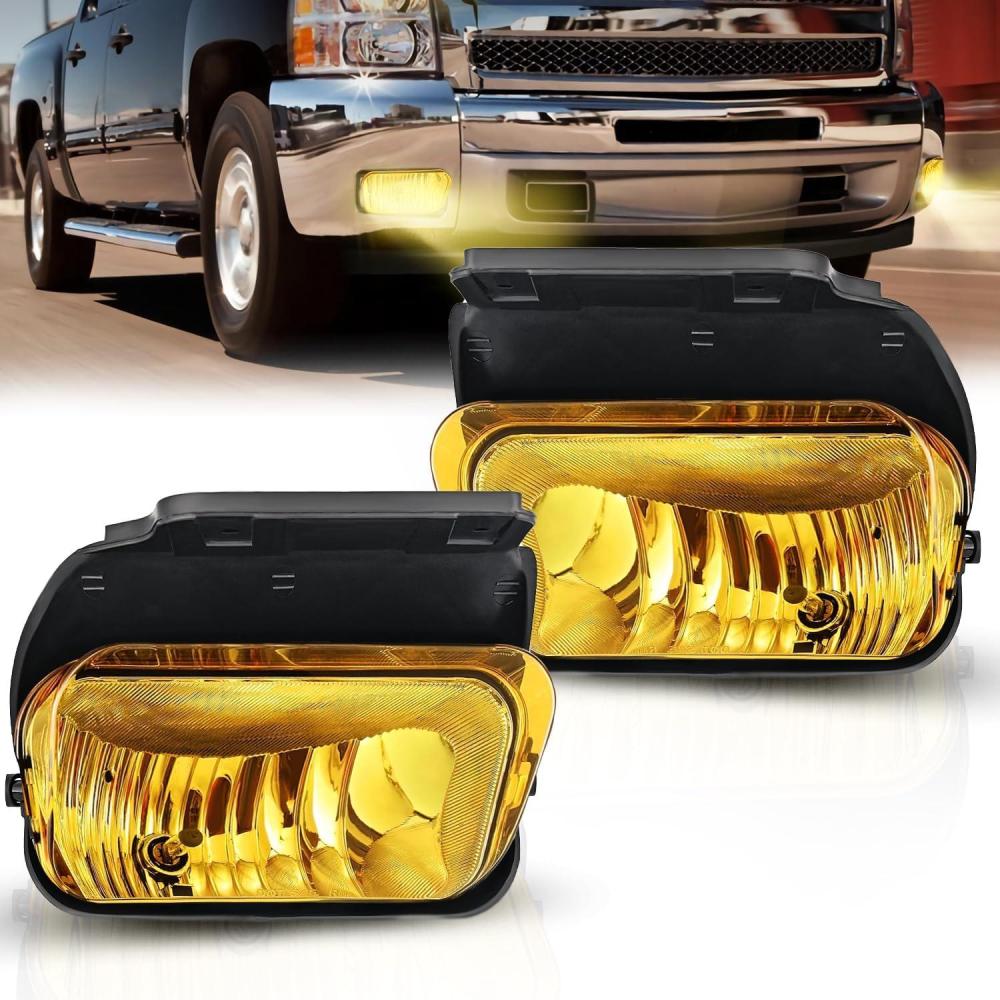 imageNilight Fog Lights Assembly Compatible with 2007 2008 2009 2010 2011 2012 2013 2014 2015 Chevrolet Silverado Avalanche Tahoe Suburban GMC Sierra Yukon Cadillac Escalade smoke LensSilverado 20032006 Amber