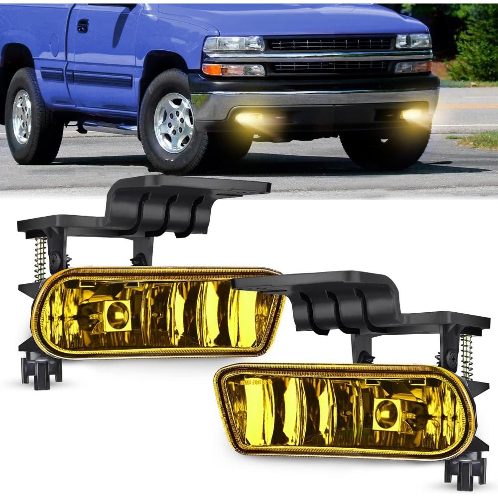 imageNilight Fog Lights Assembly Compatible with 2007 2008 2009 2010 2011 2012 2013 2014 2015 Chevrolet Silverado Avalanche Tahoe Suburban GMC Sierra Yukon Cadillac Escalade smoke LensSilverado 19992002 Amber