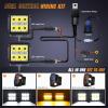Nilight Side Shooter LED Light Pods with DRL, 4 Inch 26W Spot Flood Combo LED Cubes Light w/ 16AWG Wiring Kit for Fog Light Driving Light Auxiliary Light on Truck ATV UTV, 5 Years Warranty White(6LED Spot Pod w/ Amber DRL)