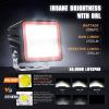 Nilight Side Shooter LED Light Pods with DRL, 4 Inch 26W Spot Flood Combo LED Cubes Light w/ 16AWG Wiring Kit for Fog Light Driving Light Auxiliary Light on Truck ATV UTV, 5 Years Warranty White(Indirect 4LED Flood Pod-White)