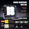 Nilight Side Shooter LED Light Pods with DRL, 4 Inch 26W Spot Flood Combo LED Cubes Light w/ 16AWG Wiring Kit for Fog Light Driving Light Auxiliary Light on Truck ATV UTV, 5 Years Warranty White(4LED Spot Pod w/ Amber DRL)