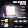 Nilight Side Shooter LED Light Pods with DRL, 4 Inch 26W Spot Flood Combo LED Cubes Light w/ 16AWG Wiring Kit for Fog Light Driving Light Auxiliary Light on Truck ATV UTV, 5 Years Warranty White(Indirect 4LED Spot Pod w/Amber DRL)