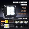 Nilight Side Shooter LED Light Pods with DRL, 4 Inch 26W Spot Flood Combo LED Cubes Light w/ 16AWG Wiring Kit for Fog Light Driving Light Auxiliary Light on Truck ATV UTV, 5 Years Warranty White(4LED Spot Pod w/ White DRL)