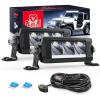 imageNilight 195 Inch Single Row Slim LED Light Bar 75W 8045LM AntiGlare Flood Spot Combo DRL Offroad Driving Lamp IP68 w 16AWG DT Wiring Kit for Pickup Truck SUV ATV UTV Boat 4x4 JeepWhite DRL
