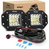 Nilight 2PCS 42W Flush Mount LED Pods Spot Flood Combo Beam Driving Light Backup Light Reverse Light Grill Mount Light with Wiring Harness Kit -2 Leads(White)
