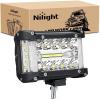 Nilight 2PCS 4Inch 60W LED Pods Spot Flood Amber White Light Bar Strobe 6 Modes Memory Function Off-Road Truck Car ATV SUV Cabin Boat with 16AWG Wiring Harness Kit-2 Lead, 2 Years Warranty(Side Shooter Light)