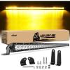 Nilight NI04-200W 1PC LED 41inch 200W Spot Flood Combo Single Row 19000LM Off Road 3D Fog Driving Roof Bumper Light Bars for Jeep Ford Trucks Boat, Black(Amber)