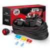 Nilight Wiring Harness Kit Nylon 16 AWG 2 Leads 12 V On Off Switch Power Relay Blade Fuse for LED Light Bar Off Road Lights on Cars Jeep Boat Trucks(14AWG-1 Lead-Nylon Wire Loom)