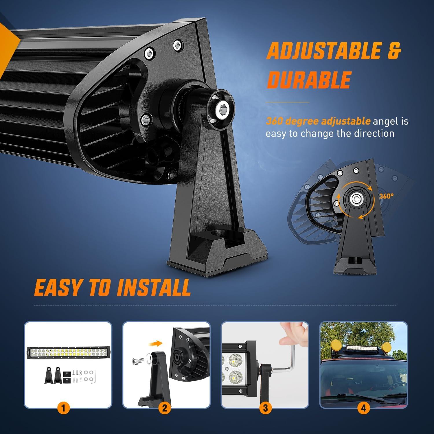 imageNilight 71013CA 32quot 180W Spot Flood Combo High Power LED Driving Lamp LED Light Bar Off Road Fog Driving Work Lights for SUV Boat Jeep Lamp2 Years Warranty54Inch Curved 312W Light