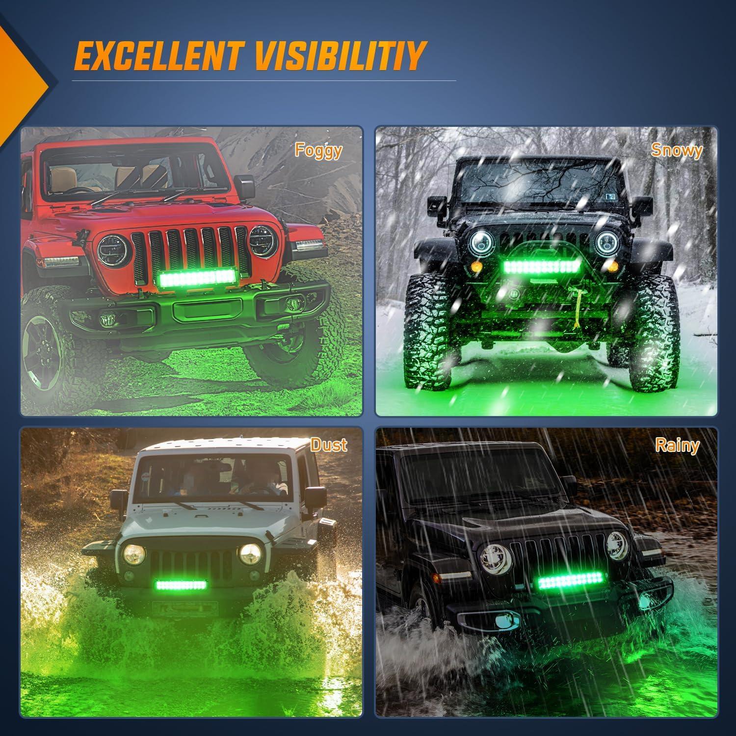 imageNilight NI06A72W 12Inch 72W Spot Flood Combo Led Light Bar Off Road Lights Boat Lights Fog Light Driving Lights LED Work Light for Trucks 2 Years Warranty WhiteGreen