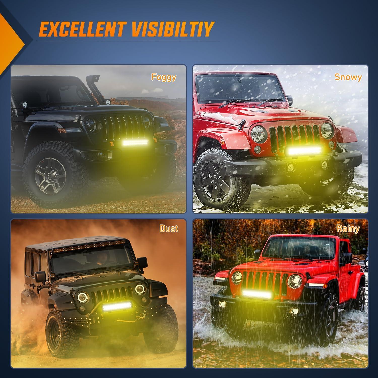 imageNilight NI06A72W 12Inch 72W Spot Flood Combo Led Light Bar Off Road Lights Boat Lights Fog Light Driving Lights LED Work Light for Trucks 2 Years Warranty WhiteYellow