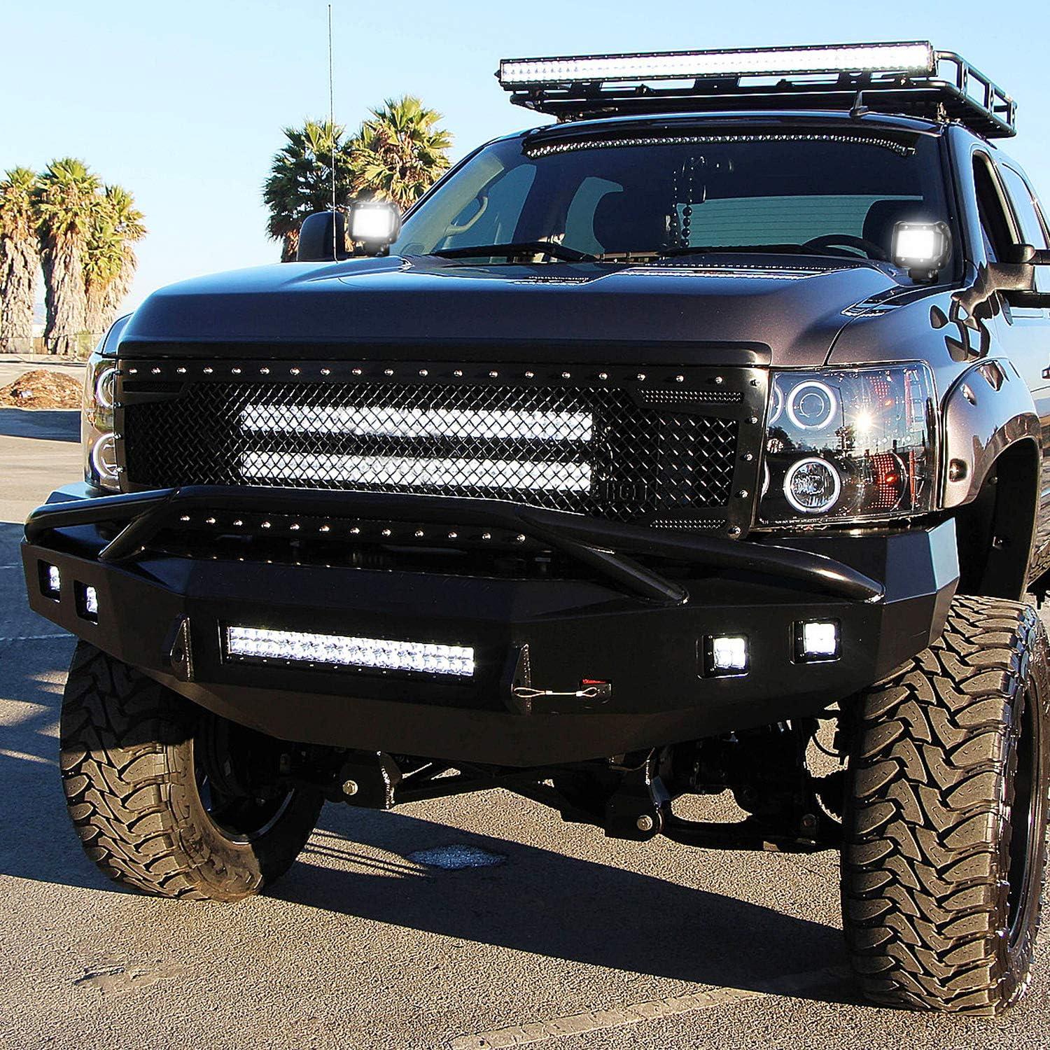 imageNilight ZH001 20Inch 126W Spot Flood Combo Led Off Road Led Light Bar 2PCS 18w 4Inch Flood LED Pods With 16AWG Wiring Harness Kit2 Lead 2 Years Warranty126W Light 2Pcs 18W LED Pods Wiring Harness