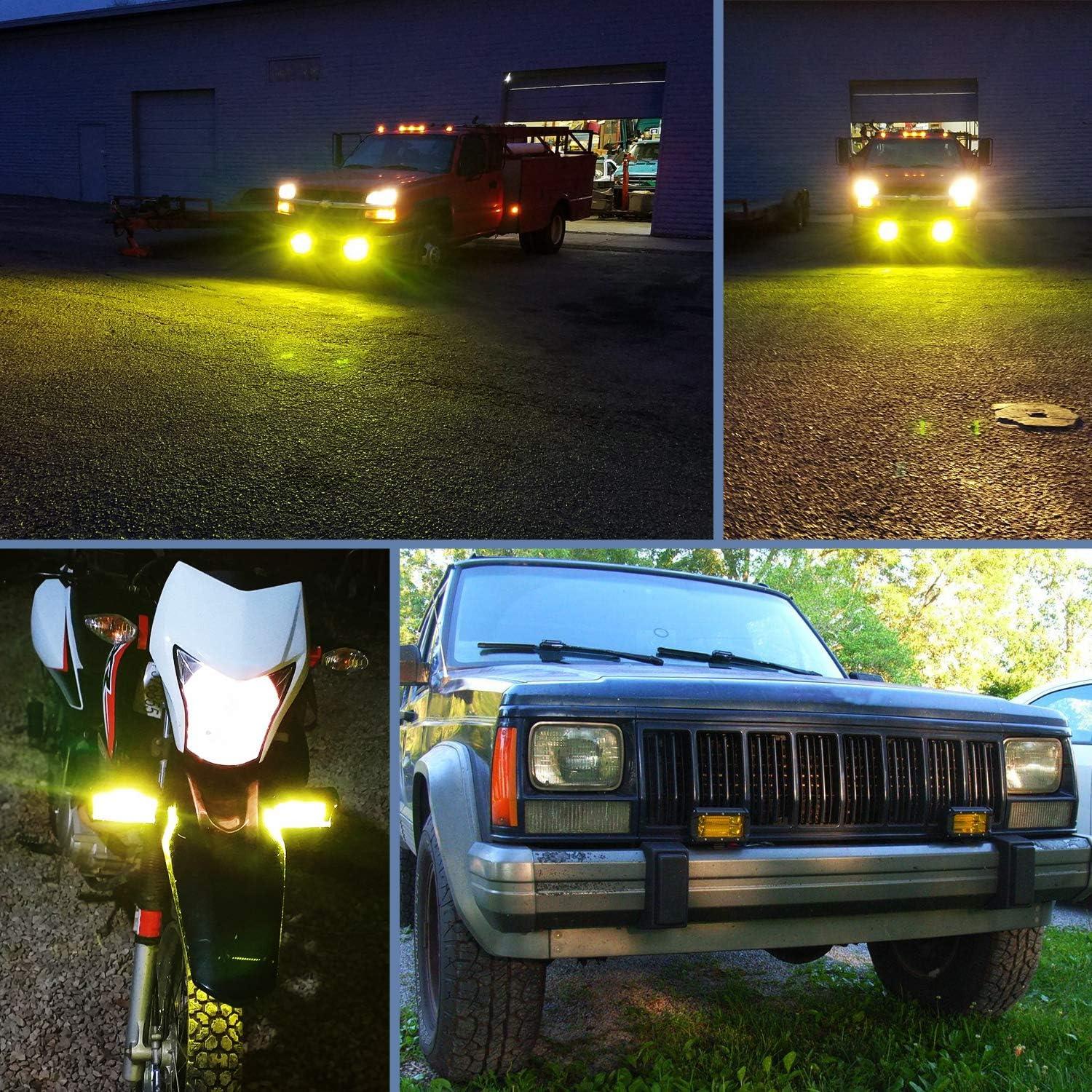 imageNilight ZH304 Led Light Bar 2PCS 5Inch 72W 10800Lumens Yellow Flood Beam Fog Driving Lamps OffRoad Lights with 16AWG Wiring Harness Kit2 Lead 2 Year warranty5Inch