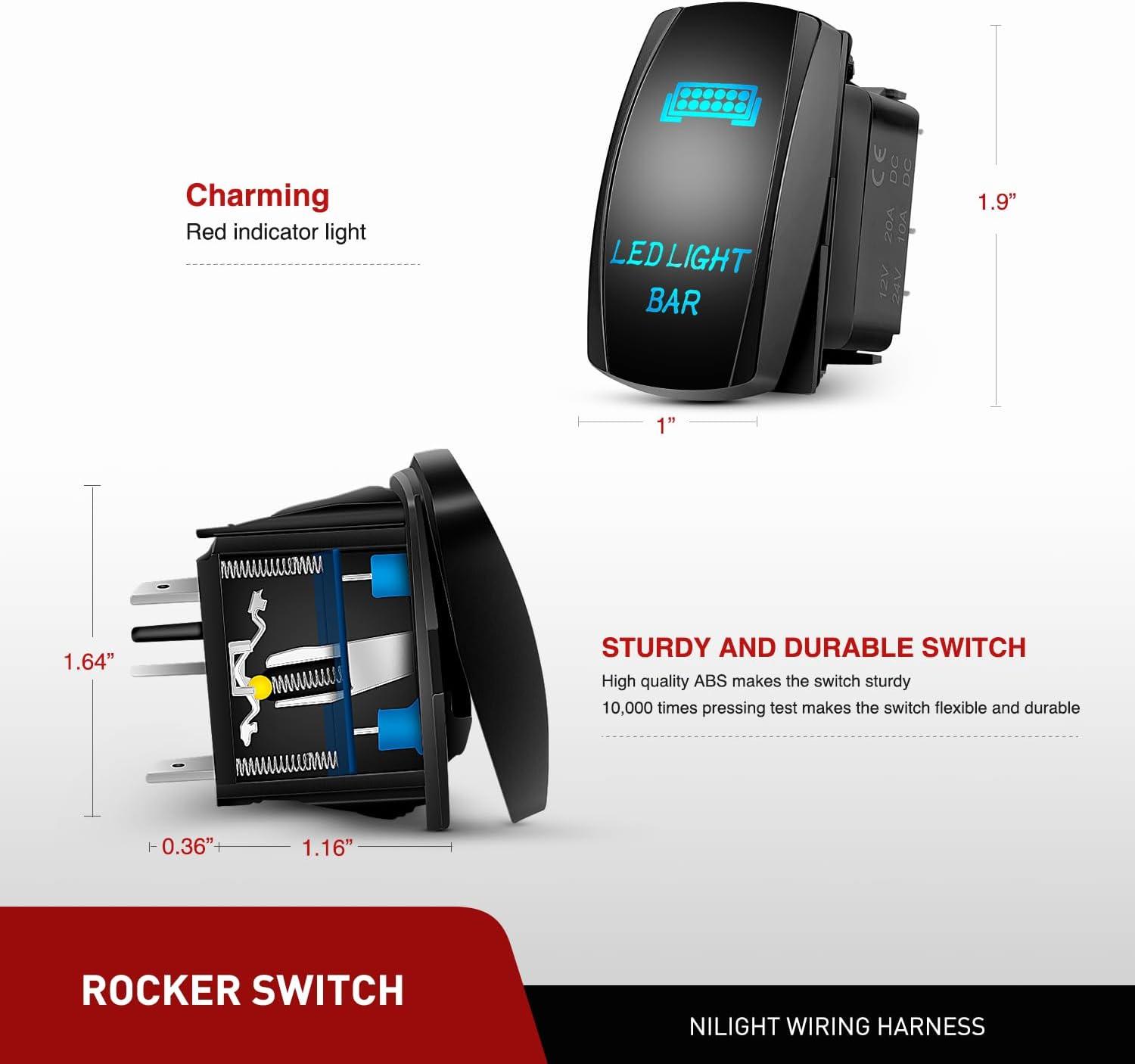 imageNilight ZH410 32Inch 180W Curved LED Light Bar Work Light Spot Flood Combo Offroad Driving Lights with 16AWG Wiring Harness Kit 2 Year Warranty50Inch Curved Light with Wiring Harness