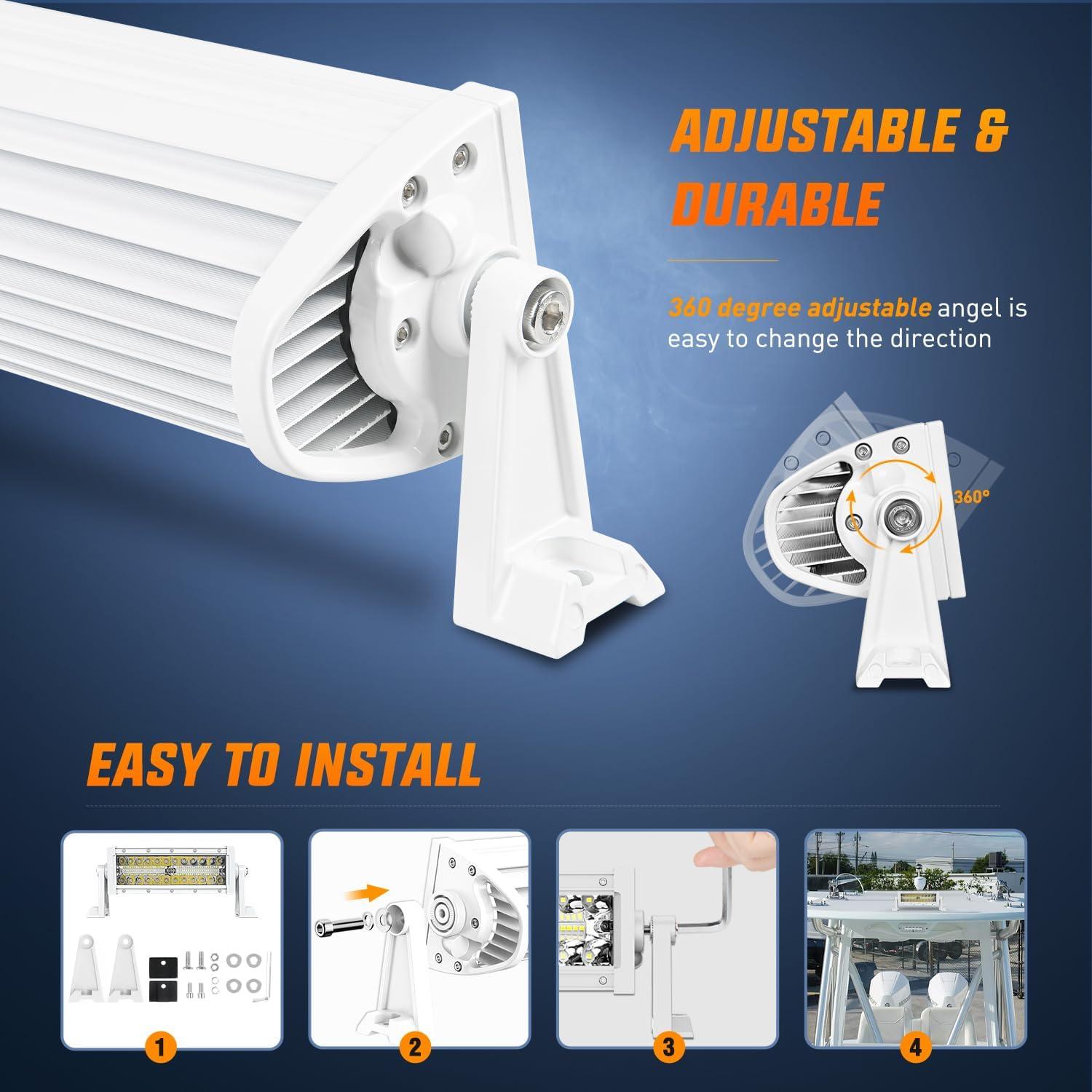 imageNilight 135Inch 72W Curved Spot Flood Combo Led Light Bar Off Driving RoadFog Light 12V OnOff Switch 16AWG Wiring Harness Kit1 Lead2 Year Warranty9Inch 84 Leds White Shell