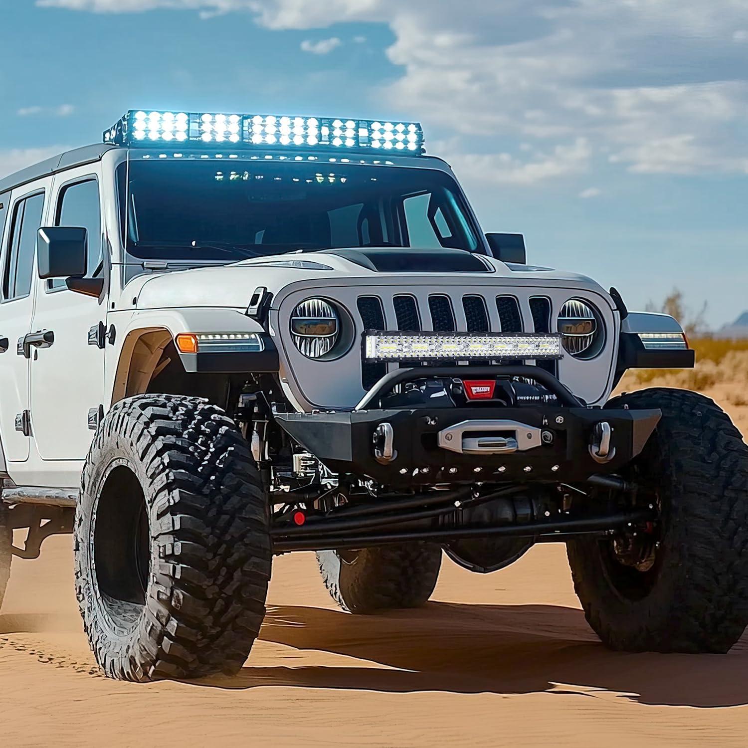 imageNilight 20 Inch 420W LED Light Bar Triple Row Flood Spot Combo 42000LM Driving Boat Led Off Road Lights with 12V OnOff 5 Pin Rocker Switch 16AWG Wiring Harness Kit 2 Years Warranty20Inch Side Shooter Light