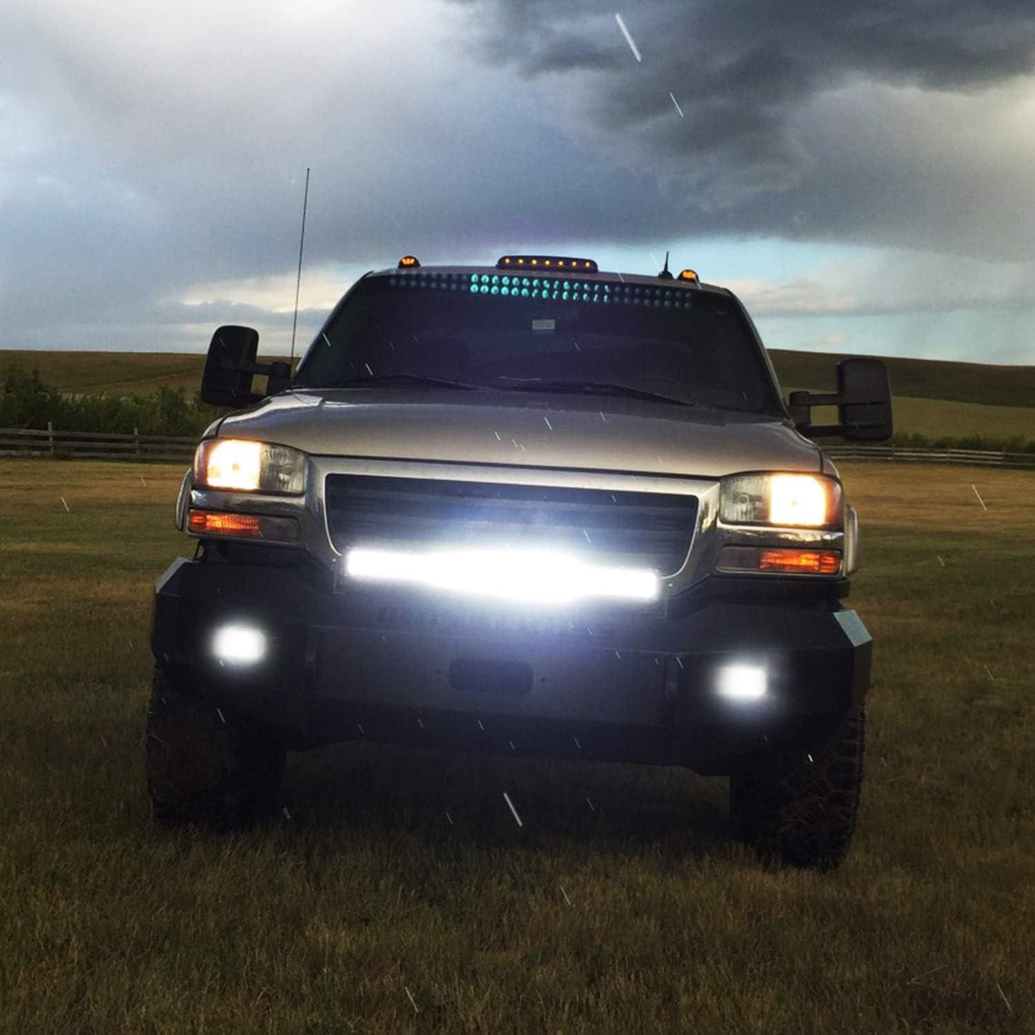 imageNilight 20 Inch 420W LED Light Bar Yellow Triple Row Flood Spot Combo 42000LM Driving Boat Led Off Road Lights with 12V OnOff 5 16AWG Wiring Harness Kit 2 Years WarrantyWhite