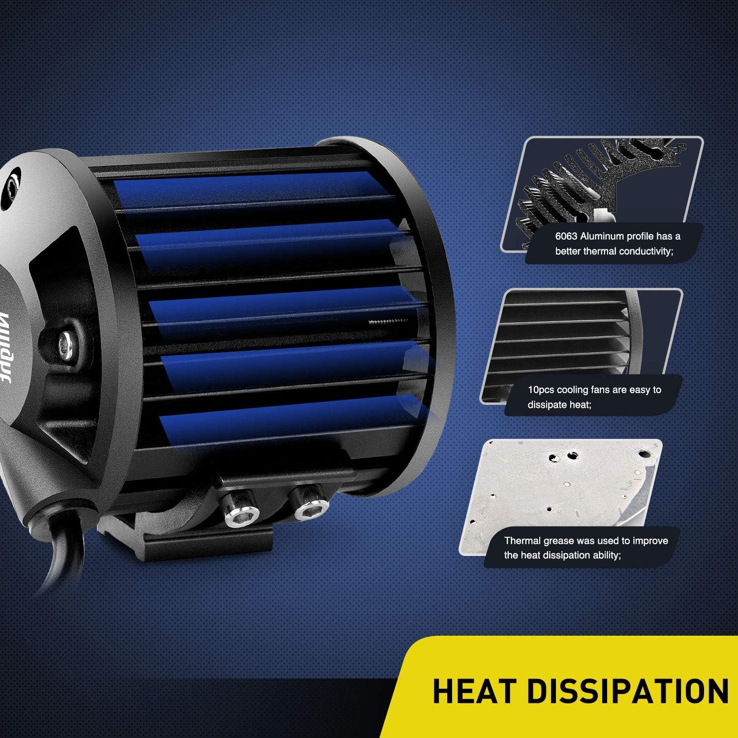 imageNilight 2PCS 5 Inch 96W Flood LED Light Bar 3600LM Driving Lights Fog Light Led Off Road Lights for Trucks Jeep UTV ATV Marine Boat2Pcs Spot Lights