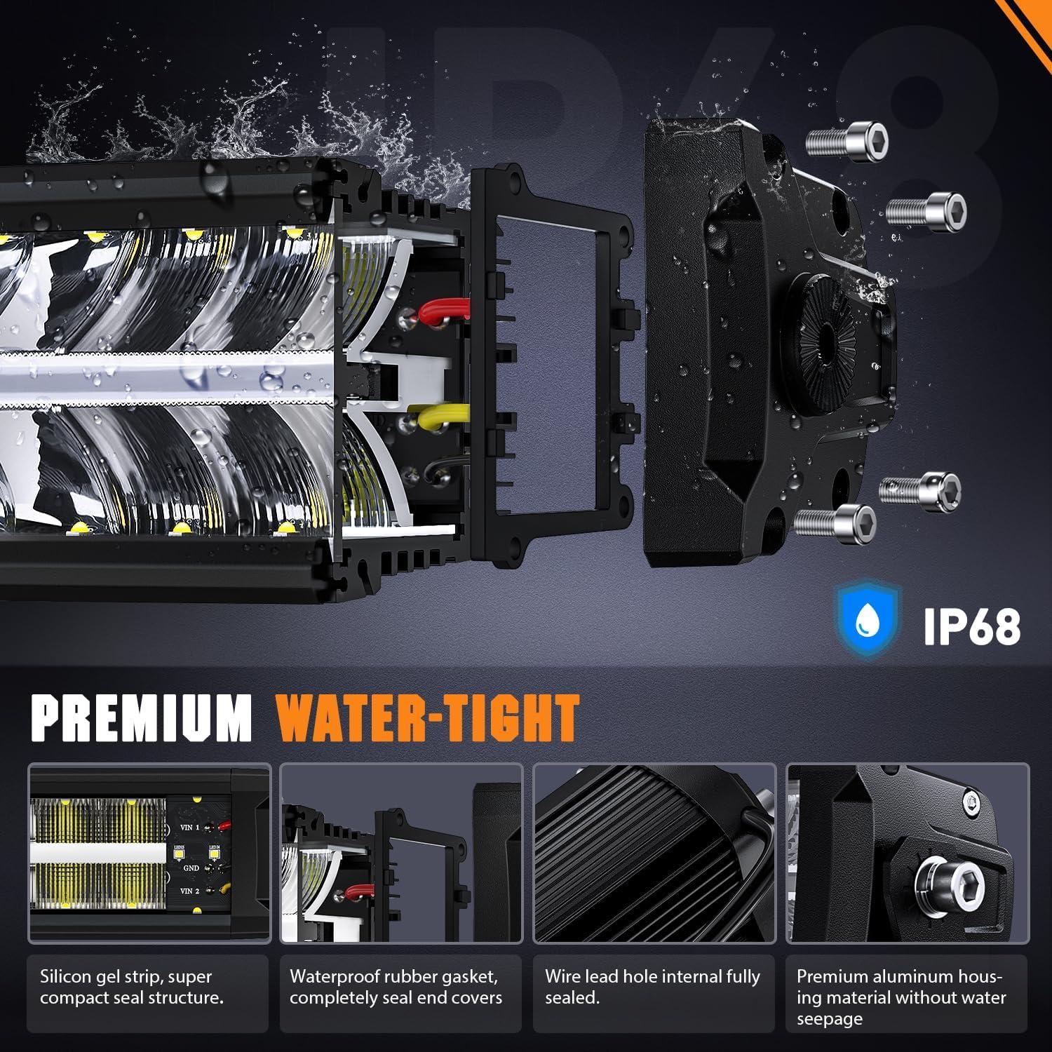 imageNilight 30 Inch LED Light Bar DRL 240W 24800LM AntiGlare Flood Spot Offroad LED Driving Light IP68 w 12AWG DT Connector Wiring Harness for Pickup Truck SUV ATV UTV Boat 4x4 JeepBlack