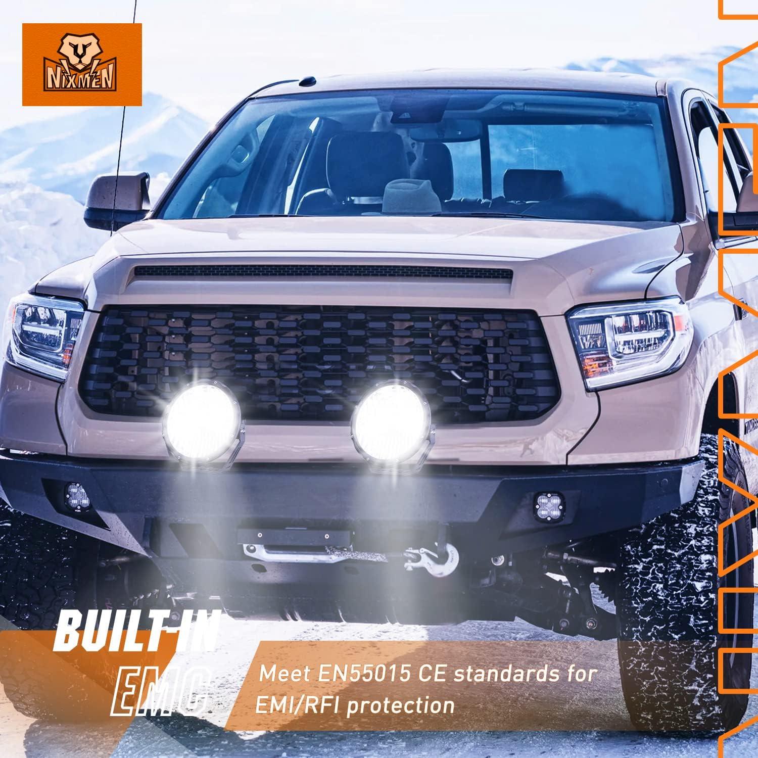 imageNilight 7 Inch Round Offroad Lights 2 PCS 120 W High Low Beam IP68 LED Driving Pods Builtin EMC with 14AWG DT Connector Wiring Harness Kit for Truck ATV UTV SUV2Pcs 9Inch Lights Wiring harness