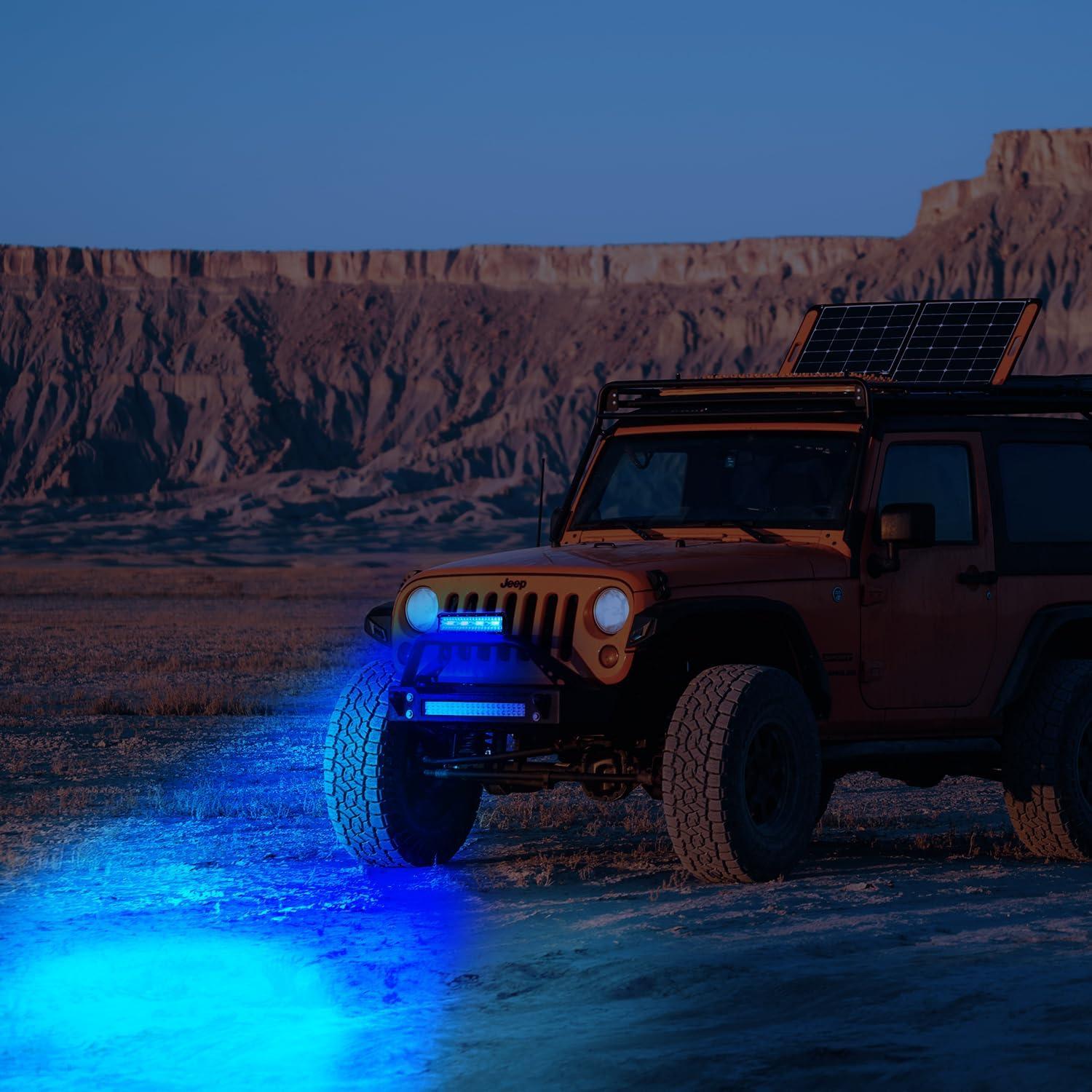 imageNilight LED Light Bar 12Inch 300W Flood Spot Combo Triple Row Driving Lamp Roof Bumper Off Road Work Lights for Van Camper Wagon Car Pickup Golf Cart ATV UTV SUV Truck Boat 4x4Blue