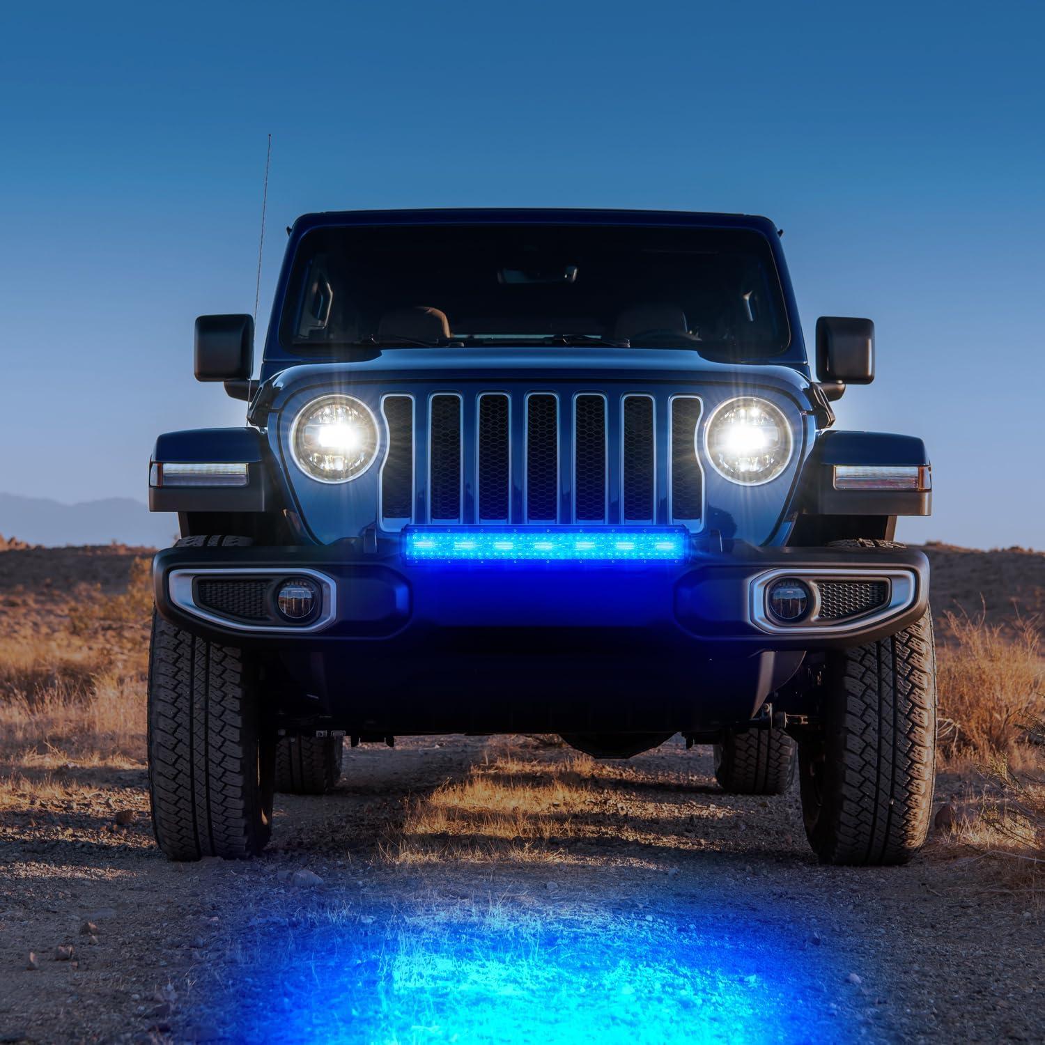 imageNilight LED Light Bar 20Inch 420W Flood Spot Combo Triple Row Driving Lamp Roof Bumper Off Road LED Work Lights Pods for Van Camper Wagon Car Pickup Golf Cart ATV UTV SUV Truck Boat 4x4Blue