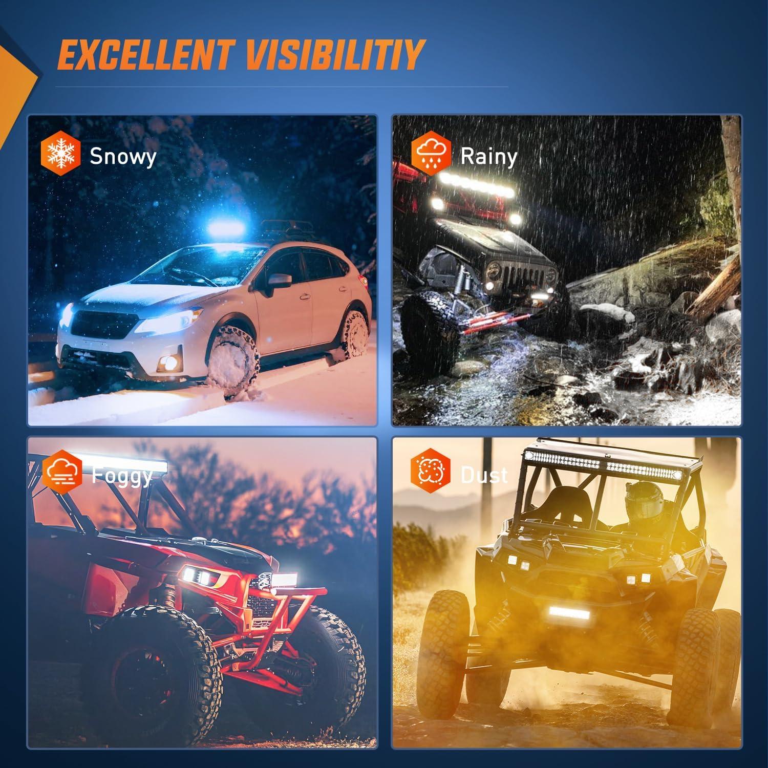 imageNilight LED Light Bar 2Pcs 75 Inch 36W 2520LM Spot Led Pods Fog Driving Lights Roof Bumper Off Road LED Work Light for Motorcycles Van Camper Wagon Car Pickup Golf Cart ATV UTV SUV Truck Boat 4x42PCS 36W Light Bar Pack of 5