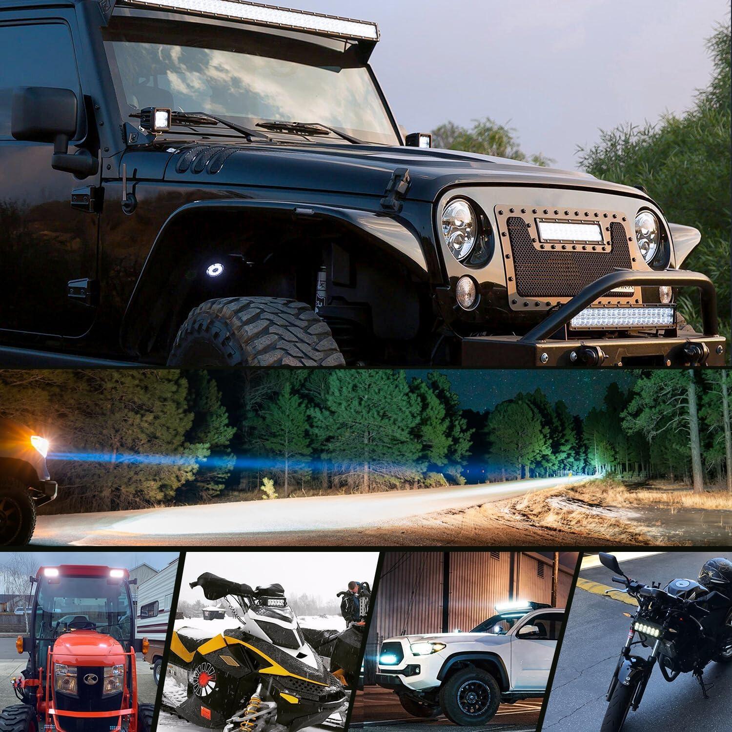 imageNilight LED Light Bar 2Pcs 75 Inch 36W 2520LM Spot Led Pods Fog Driving Lights Roof Bumper Off Road LED Work Light for Motorcycles Van Camper Wagon Car Pickup Golf Cart ATV UTV SUV Truck Boat 4x42PCS 36W Light Bar