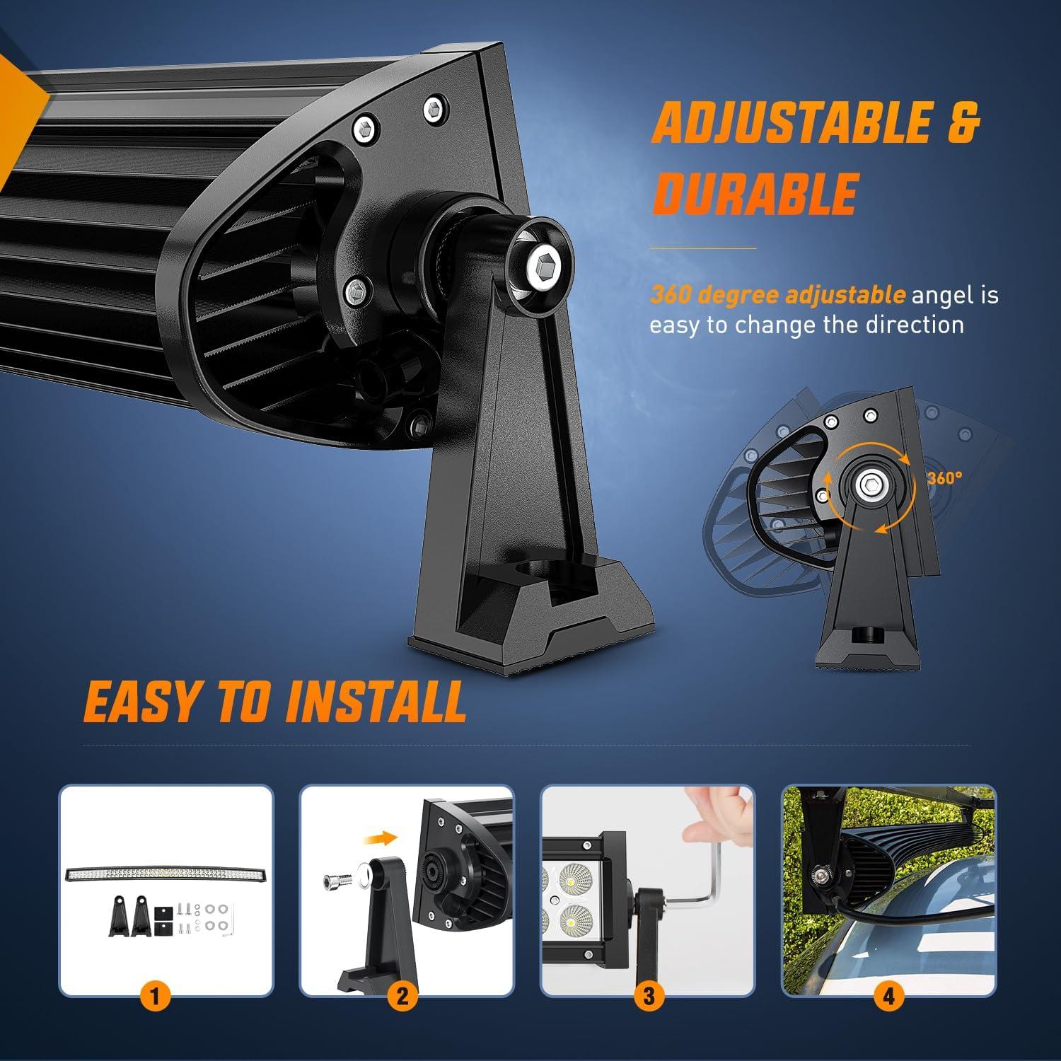 imageNilight LED Light Bar 32Inch 180W Spot Flood Combo Led Off Road Lights 12V 5Pin Rocker Switch LED Light Bar Wiring Harness Kit 2 Years Warranty ZH079 ClearWhite50Inch 288W Light Bar Wiring Harness