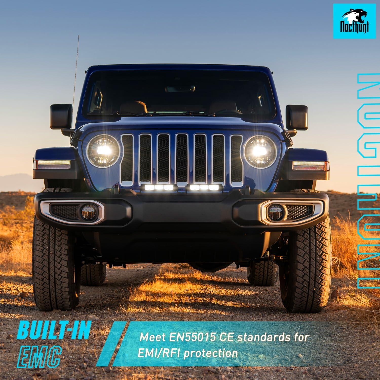 imageNilight LED Light Bar 8 Inch 5LED 2 PCS Single Row Spot LED Fog Screwless night vision Off Road Driving Lights w18AWG Rocker Switch Wiring Harness Kit for Truck ATV UTV2Pcs 8Inch 5Led Light Wiring Kit