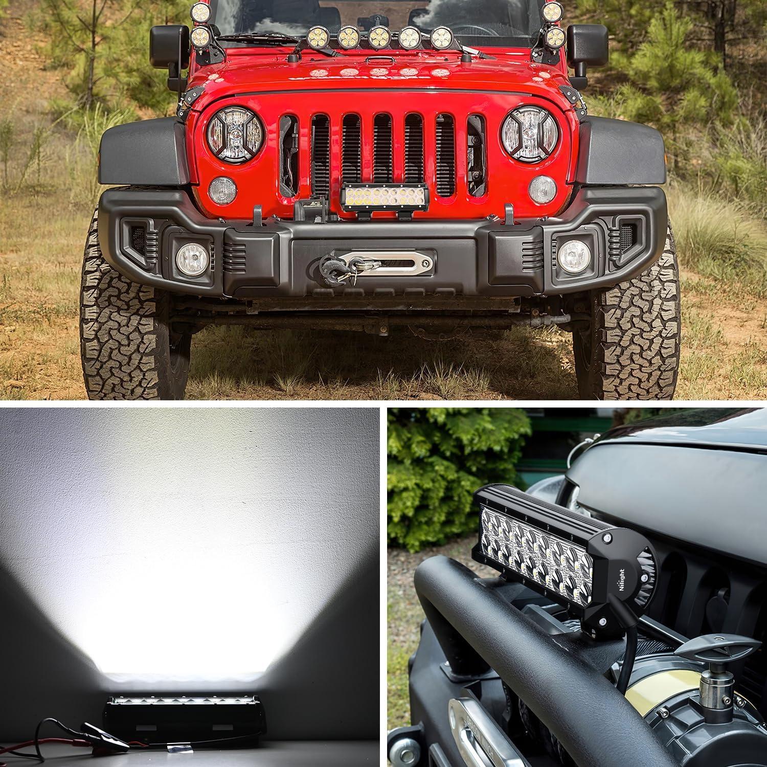 imageNilight LED Light Bar 9Inch 54W 3600LM Spot Off Road Driving Lamp Super Bright Waterproof Fog Work Lighting for Trucks SUV ATV UTV Pickup Boat Tractor 4x4 Van Camper9Inch 54W Lights White