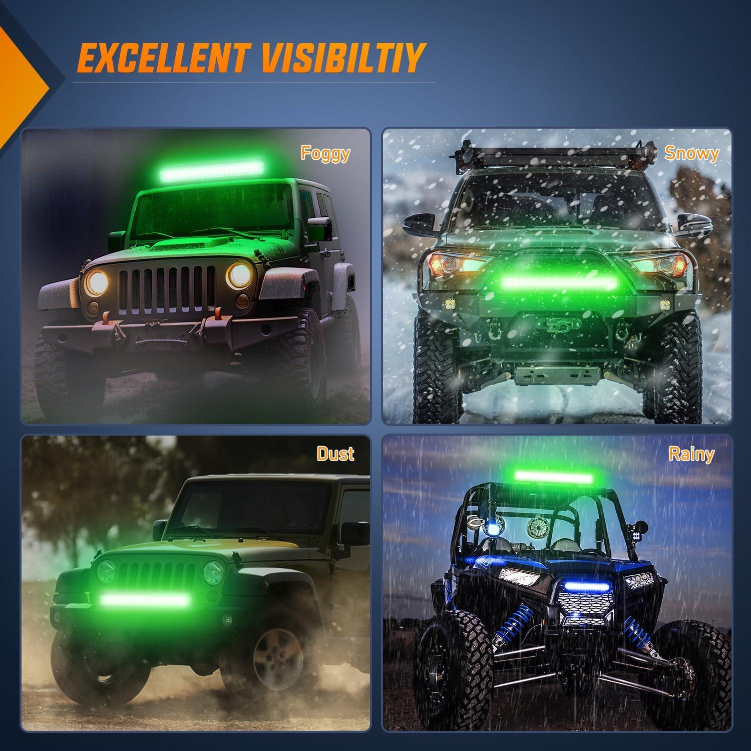 imageNilight LED Light Bar 9Inch 54W 3600LM Spot Off Road Driving Lamp Super Bright Waterproof Fog Work Lighting for Trucks SUV ATV UTV Pickup Boat Tractor 4x4 Van CamperGreen