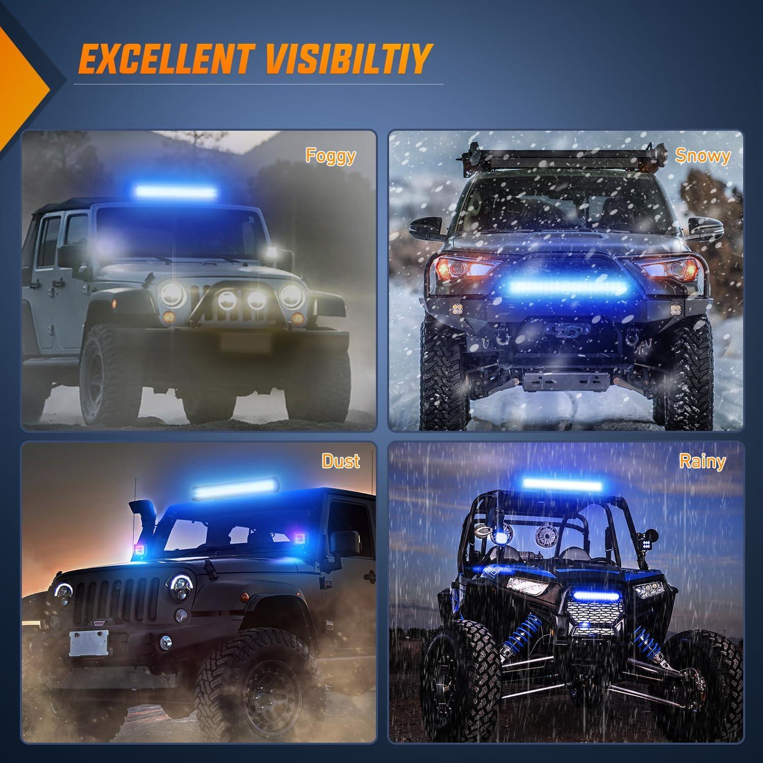 imageNilight LED Light Bar 9Inch 54W 3600LM Spot Off Road Driving Lamp Super Bright Waterproof Fog Work Lighting for Trucks SUV ATV UTV Pickup Boat Tractor 4x4 Van CamperBlue
