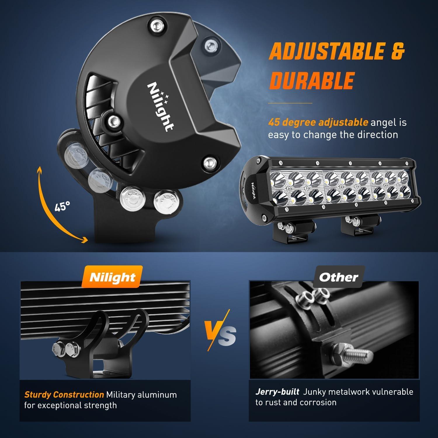 imageNilight LED Light Bar 9Inch 54W 3600LM Spot Off Road Driving Lamp Super Bright Waterproof Fog Work Lighting for Trucks SUV ATV UTV Pickup Boat Tractor 4x4 Van Camper9Inch 54W Lights White