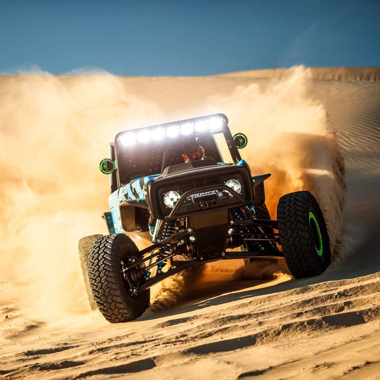 imageNilight LED Pods 2Pcs 45Inch 42W 4200LM Round Flood Light Off Road Fog Lights Driving Roof LED Light Bar Work Light for ATV UTV SUV Truck Boat 15017CBBlack House