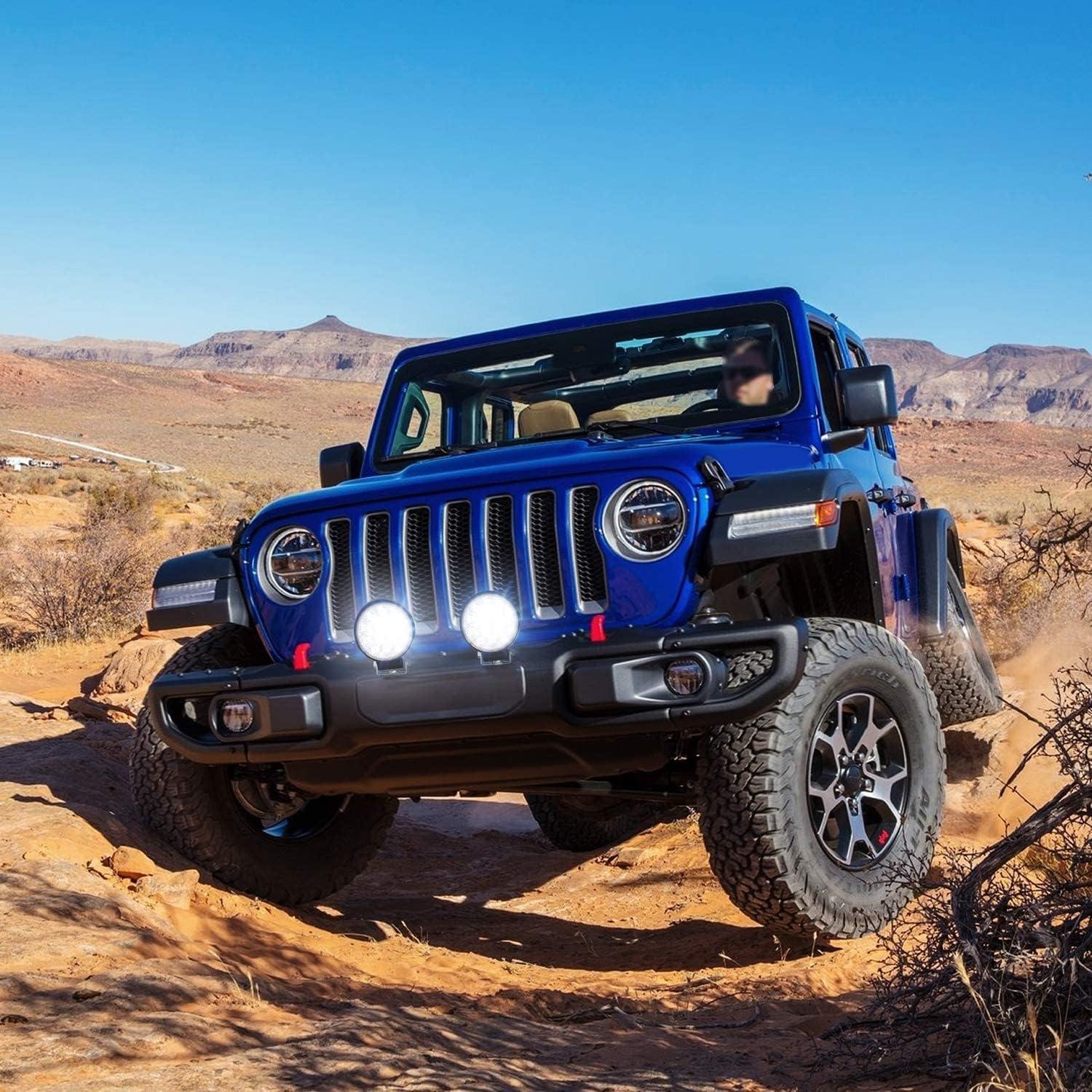 imageNilight LED Pods 2Pcs 45Inch 42W 4200LM Round Flood Light Off Road Fog Lights Driving Roof LED Light Bar Work Light for ATV UTV SUV Truck Boat 15017CBBlack House