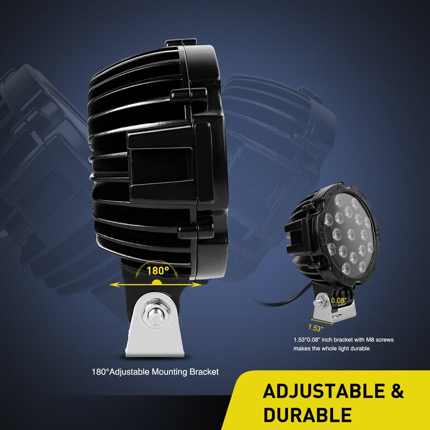 imageNilight Led Light Bar 2PCS 7quot 51w 5100LM Red Round Spot LED Light Pod Off Road Fog Driving Roof Bar Bumper for Jeep Truck ATV UTV SUVBlack