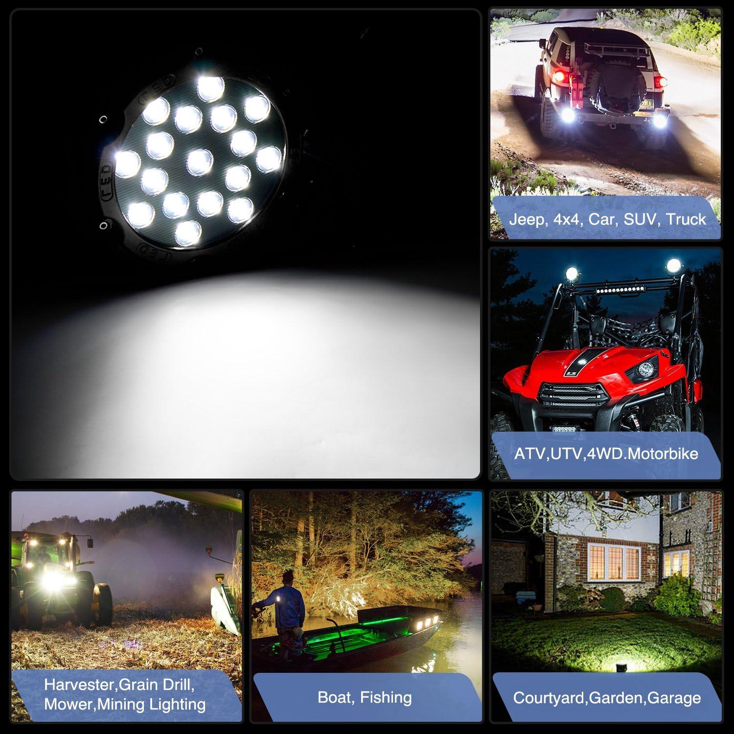 imageNilight Led Light Bar 2PCS 7quot 51w 5100LM Red Round Spot LED Light Pod Off Road Fog Driving Roof Bar Bumper for Jeep Truck ATV UTV SUVBlack