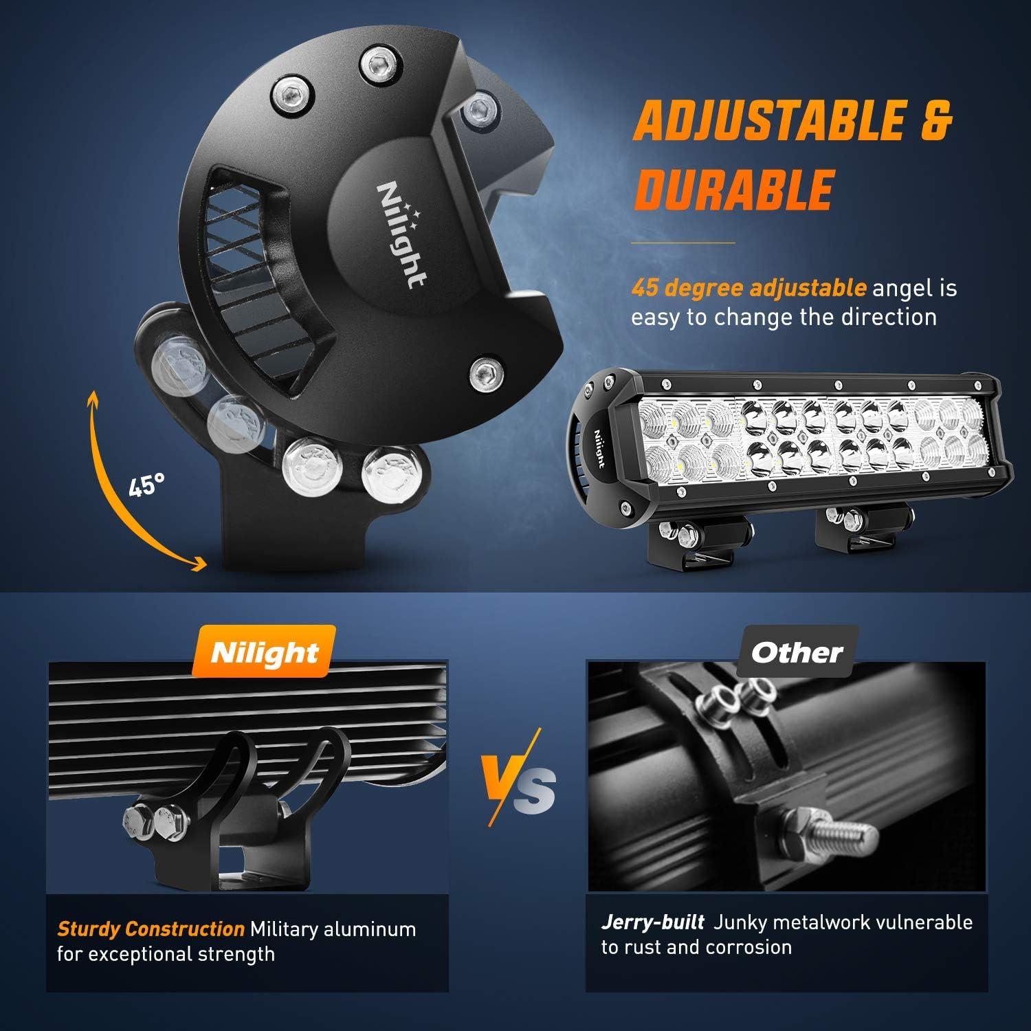 imageNilight Led Light Bar 2Pcs 12Inch 72W 5040 LM Spot Flood ComboLed Off Road Lights Bright Driving Fog Boat Lights Led Work Light Bar for Trucks Pickup Golf Cart SUV ATV UTV 4x4 Van Camper