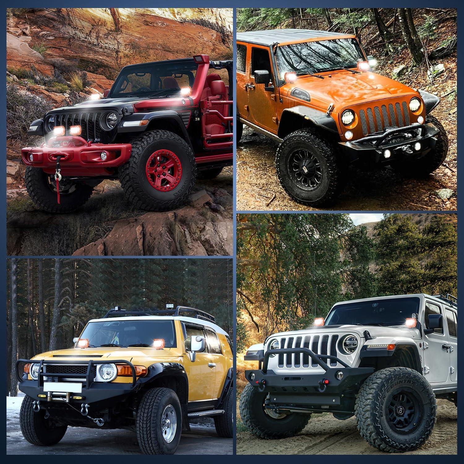 imageNilight Led Light Pods 2PC 4Inch 60W Flood Spot Combo Triple Row Driving Lamp Roof Bumper Off Road LED Work Lights Pods for Van Camper Wagon Car Pickup Golf Cart ATV UTV SUV Truck Boat 4x42Pcs Amber Shell with White Light